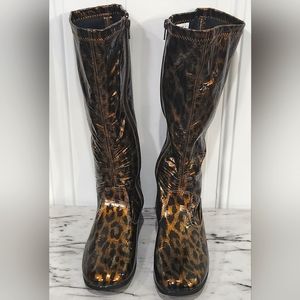 Nina kids leopard print tall boots girl's size 3